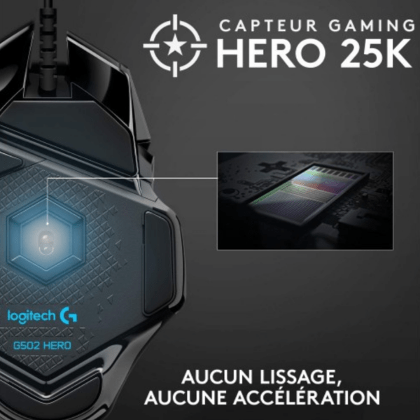 Logitech G502 HERO RGB Souris gaming filaire haute précision – Image 2