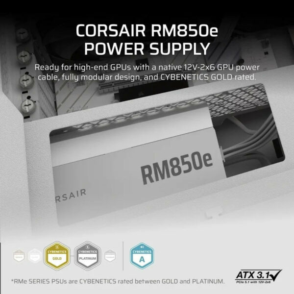 CORSAIR RM850e - 850W ATX 3.1 Blanc – Image 4