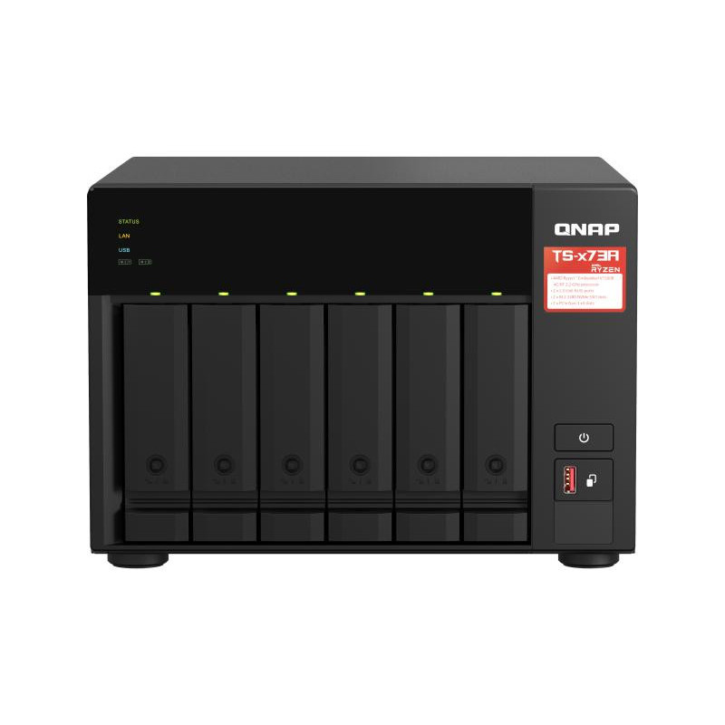 QNAP TS-673A NAS Tower AMD Ryzen V1500B 8 Go DDR4 Noir