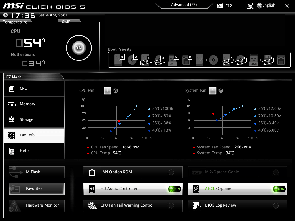 réglage des ventilateurs via le bios