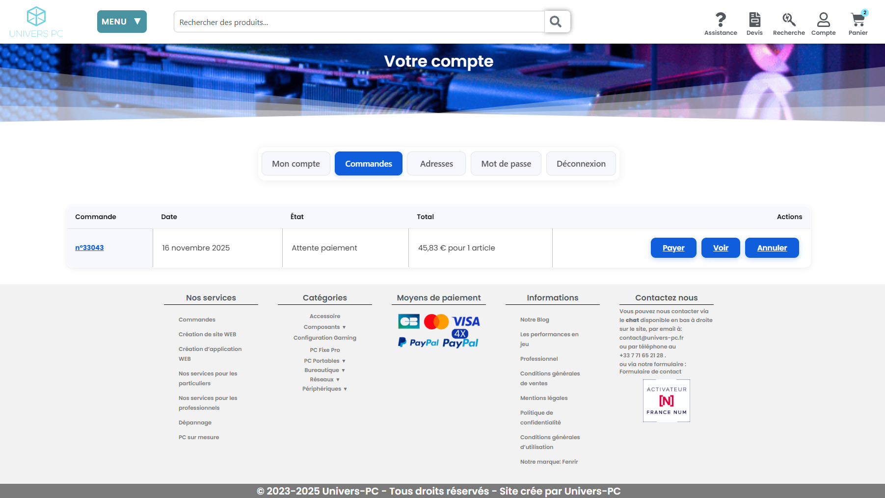 interface commande en attente